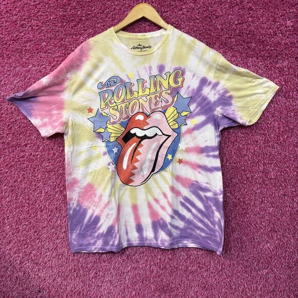 Rolling Stones Hot lips Sunset Tie Dye T-Shirt XL - Picture 1 of 4